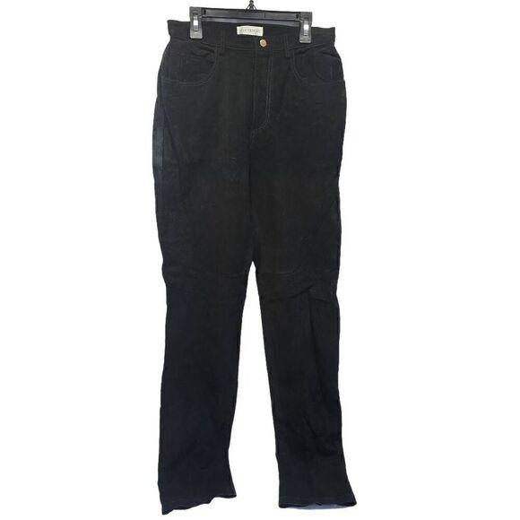HUGO BUSCATI Collection 100% Leather Women's Black Suede Pants Size 6 Tall D21 - Picture 1 of 8